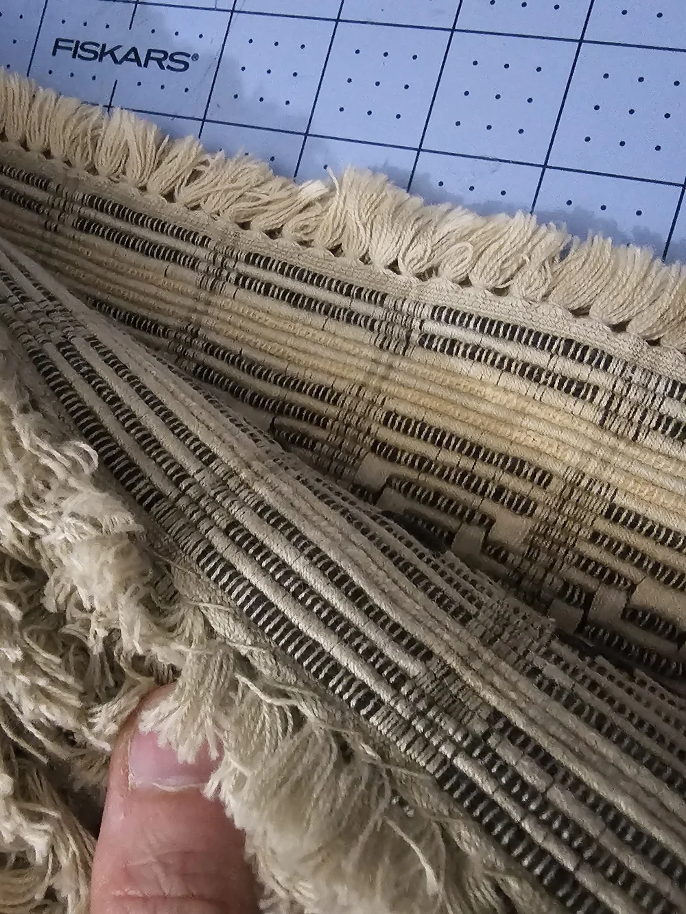 Set of 6 Primitive Country Woven Placemats Black & Tan Overshot Style